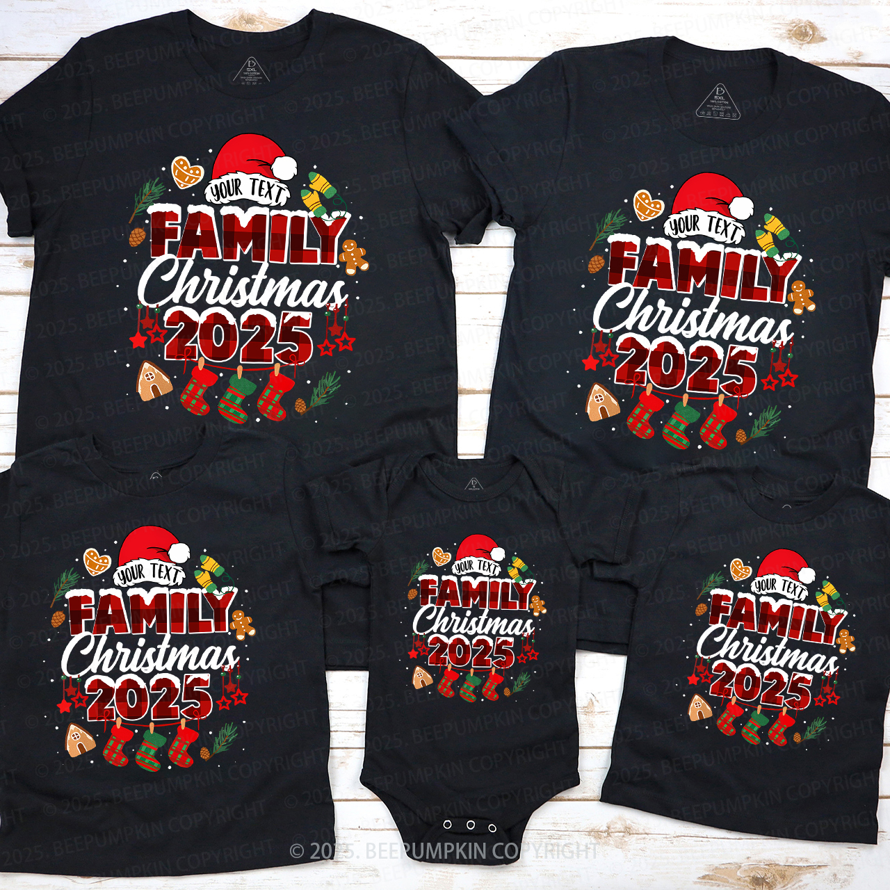 Personalized Gingerbread Snowflakes 2025 Family Matching T-Shirts Beepumpkin