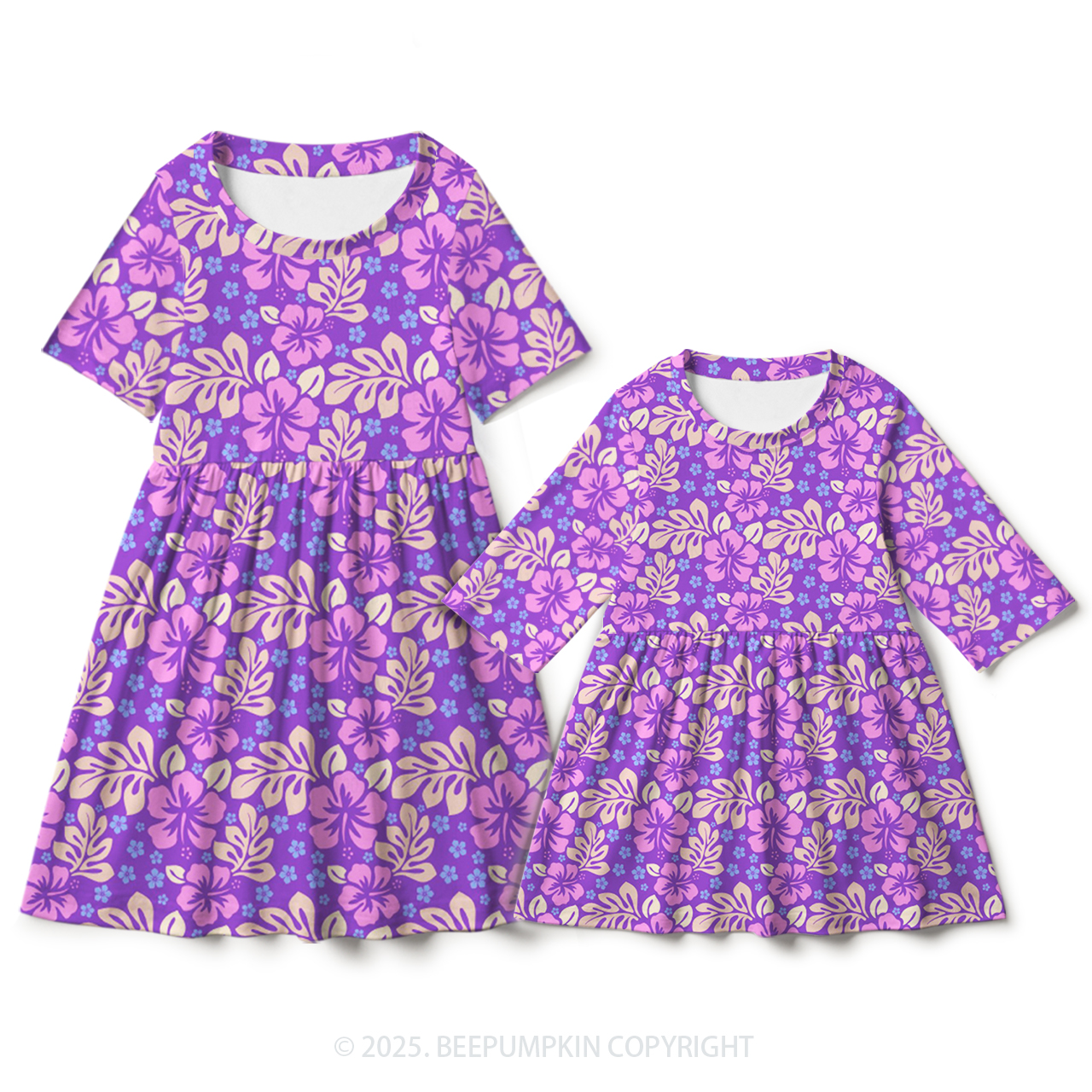 Purple Petals Mom&Me Matching All Over Print Dress
