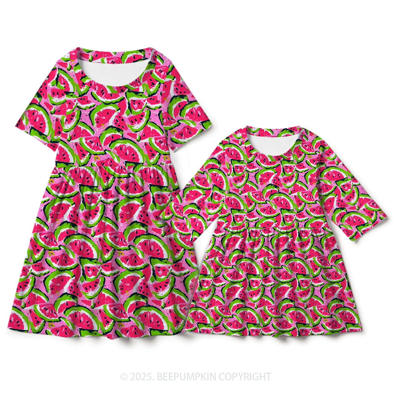 Summer Watermelon Mom&Me Matching All Over Print Dress