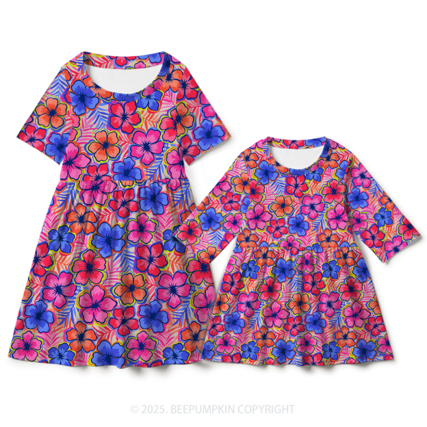 Tropical Bloom Mom&Me Matching All Over Print Dress