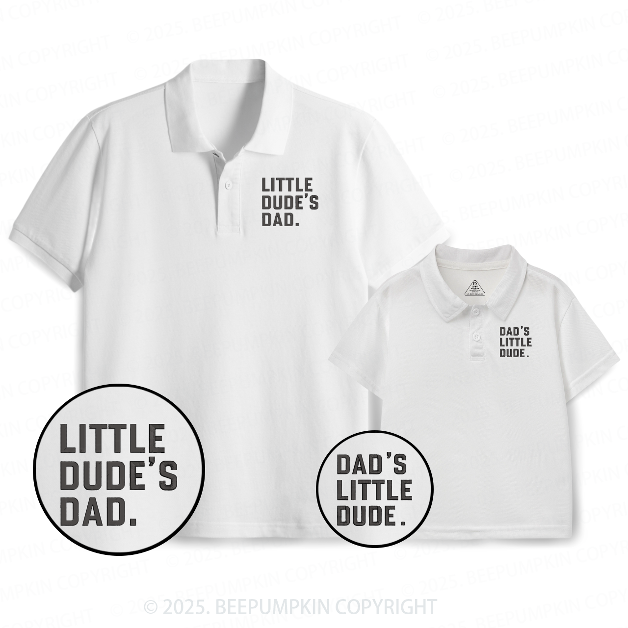 Little Dude's Dad Dad&Me Matching Polo Shirt Beepumpkin