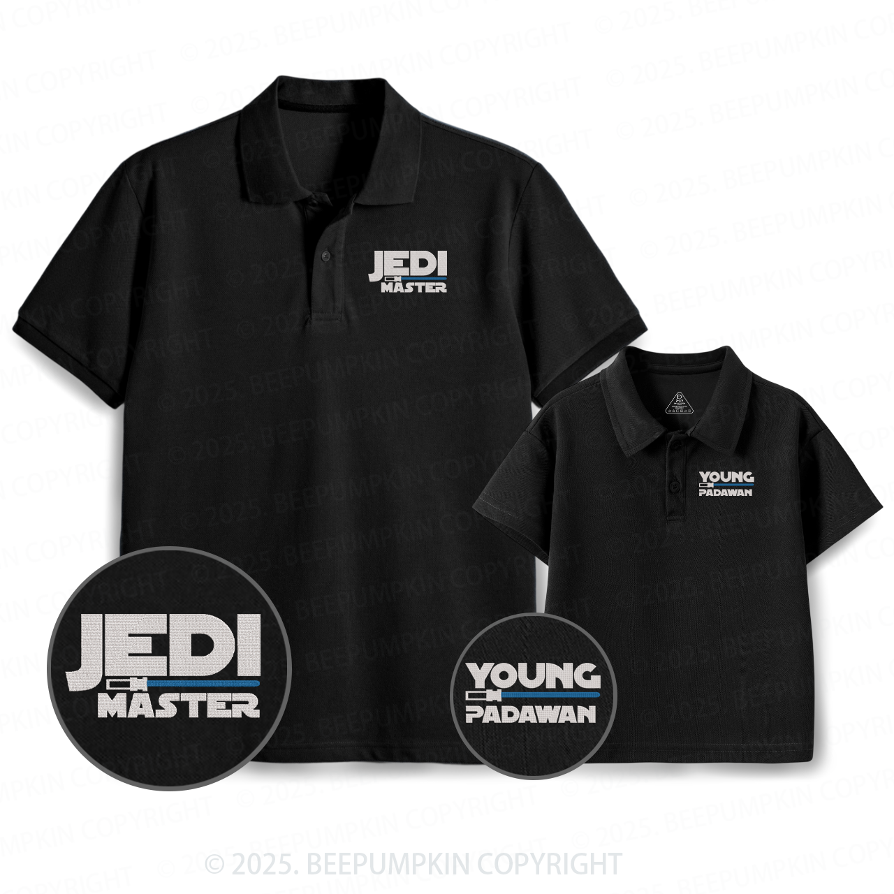 Embroidery Lightsaber Dad&Me Matching Polo Shirt Beepumpkin