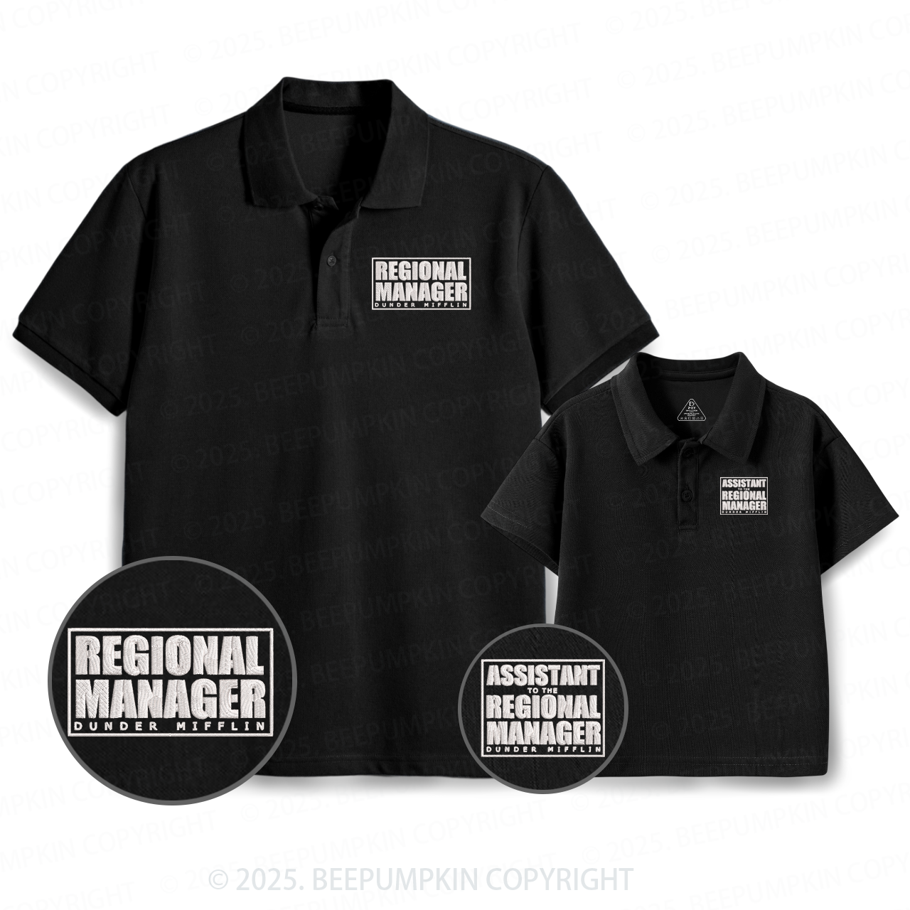 Embroidery Dunder Mifflin Dad&Me Matching Polo Shirt Beepumpkin