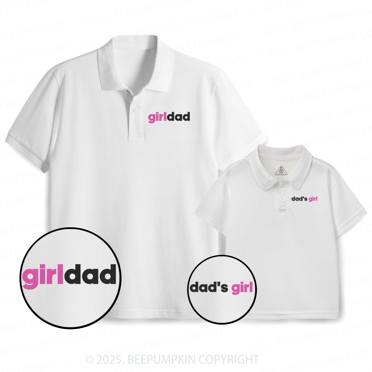 Embroidery GirlDad BoyDad Dad&Me Matching Polo Shirt Beepumpkin