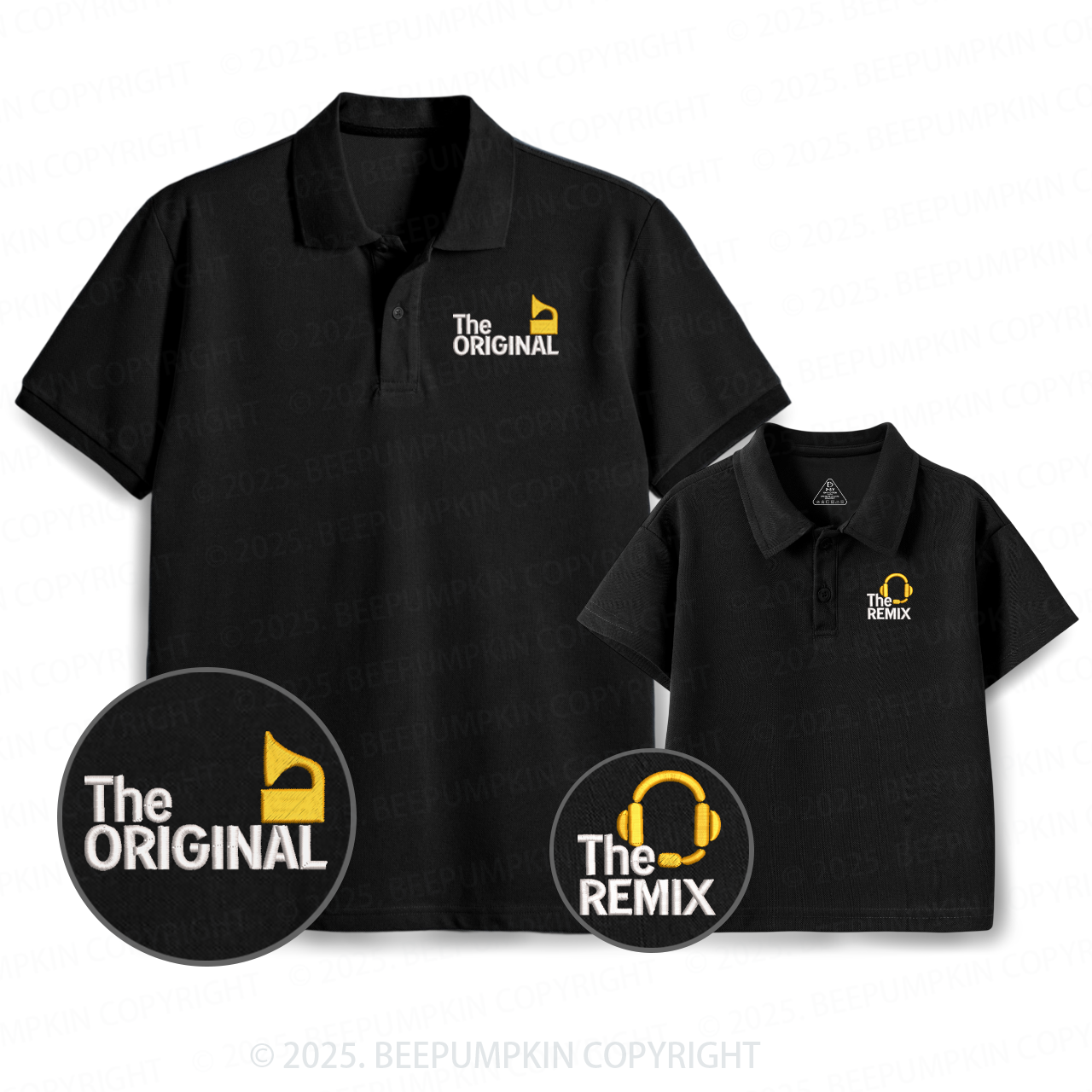 Embroidery The Original & The Remix Dad&Me Matching Polo Shirt Beepumpkin