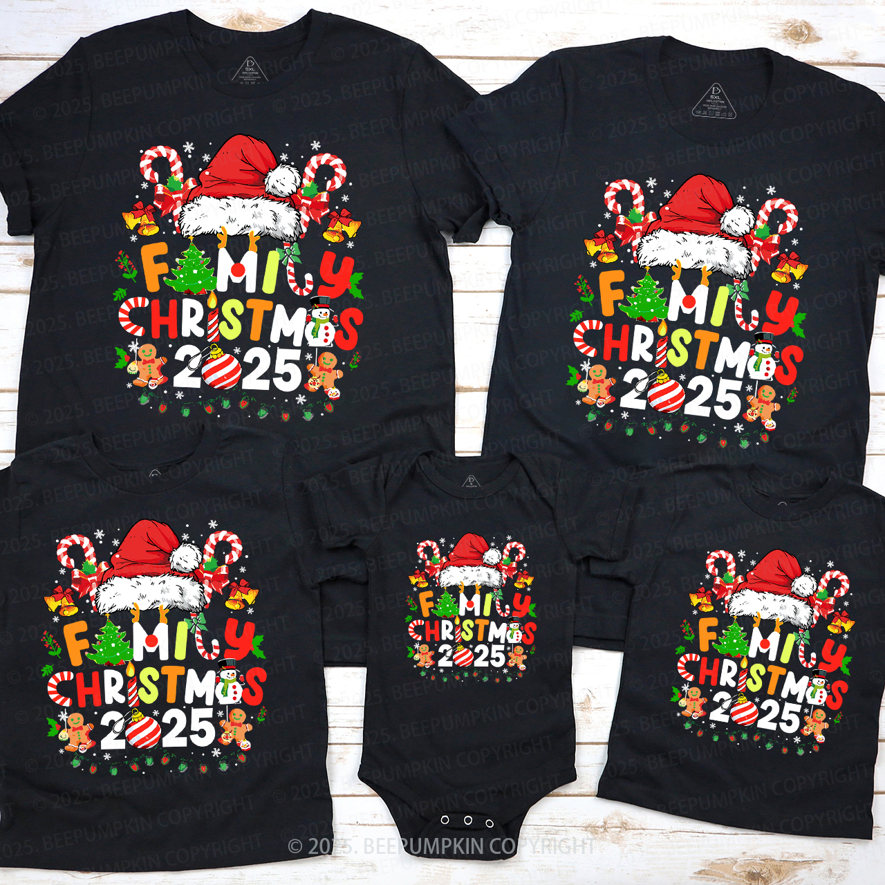 2025 Candy Christmas Family Matching T-Shirts Beepumpkin