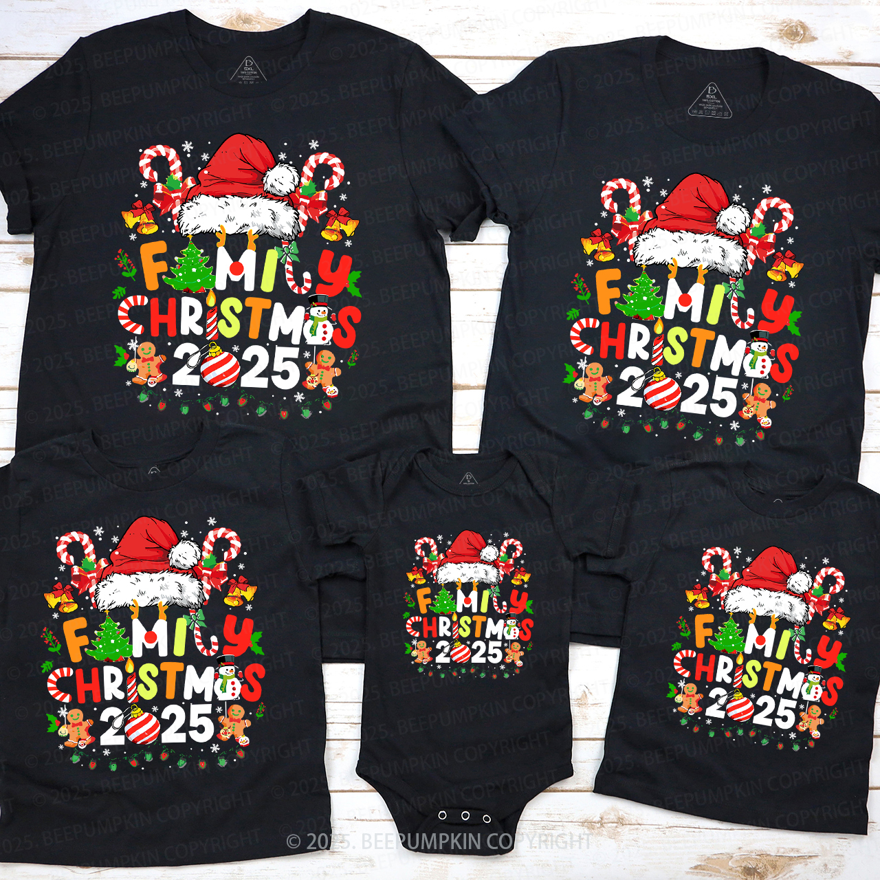 2025 Candy Christmas Family Matching T-Shirts Beepumpkin