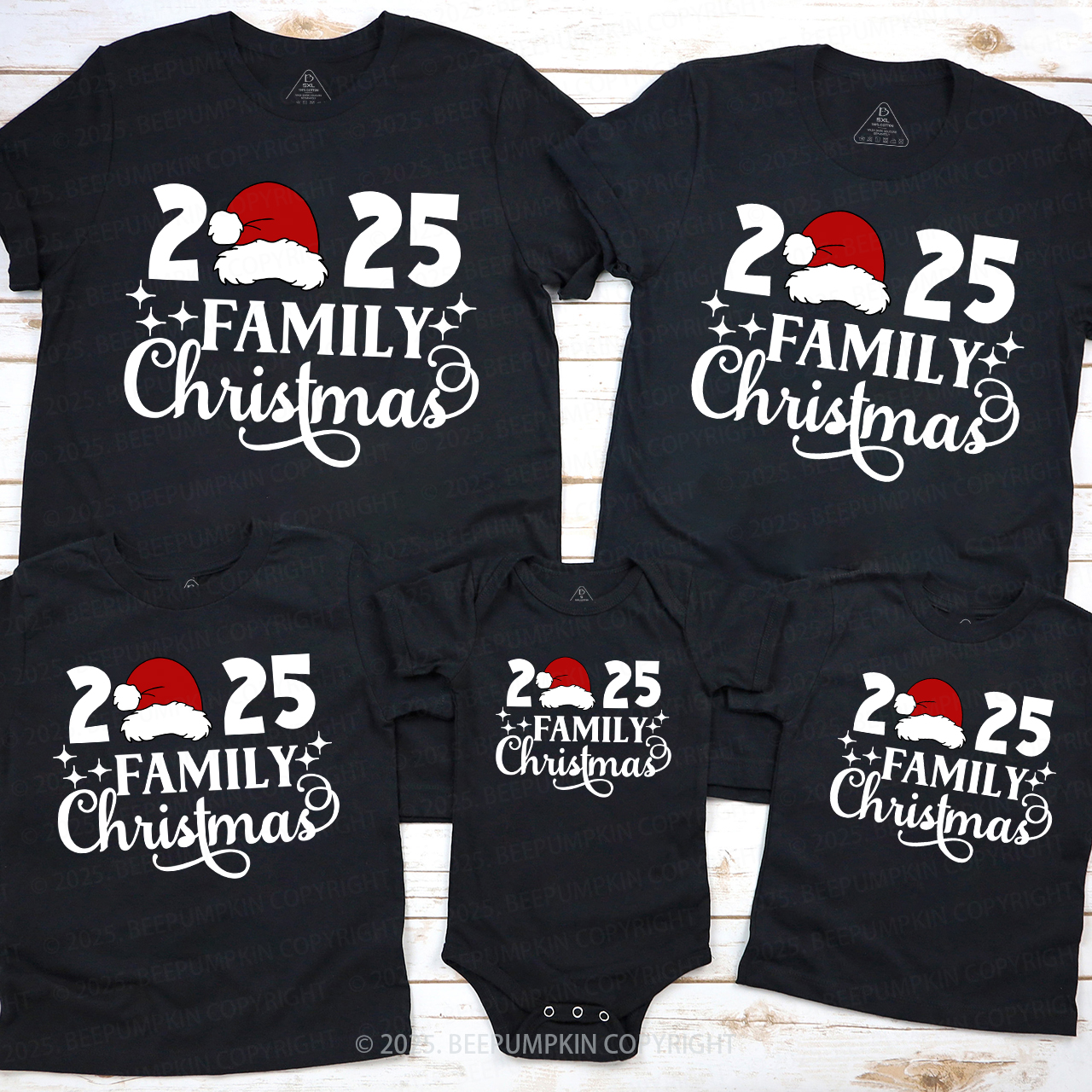 Personalized 2025 Star Christmas Family Matching T-Shirts Beepumpkin