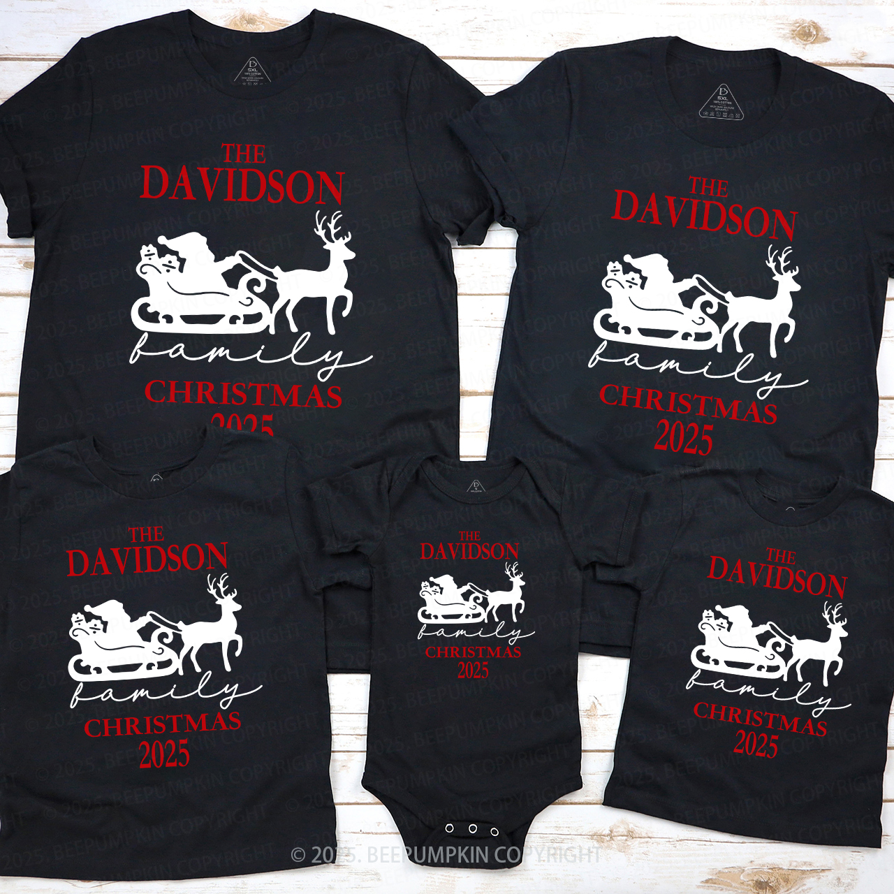 Personalized 2025 Santa Claus On The Sleigh Family Matching Shirts