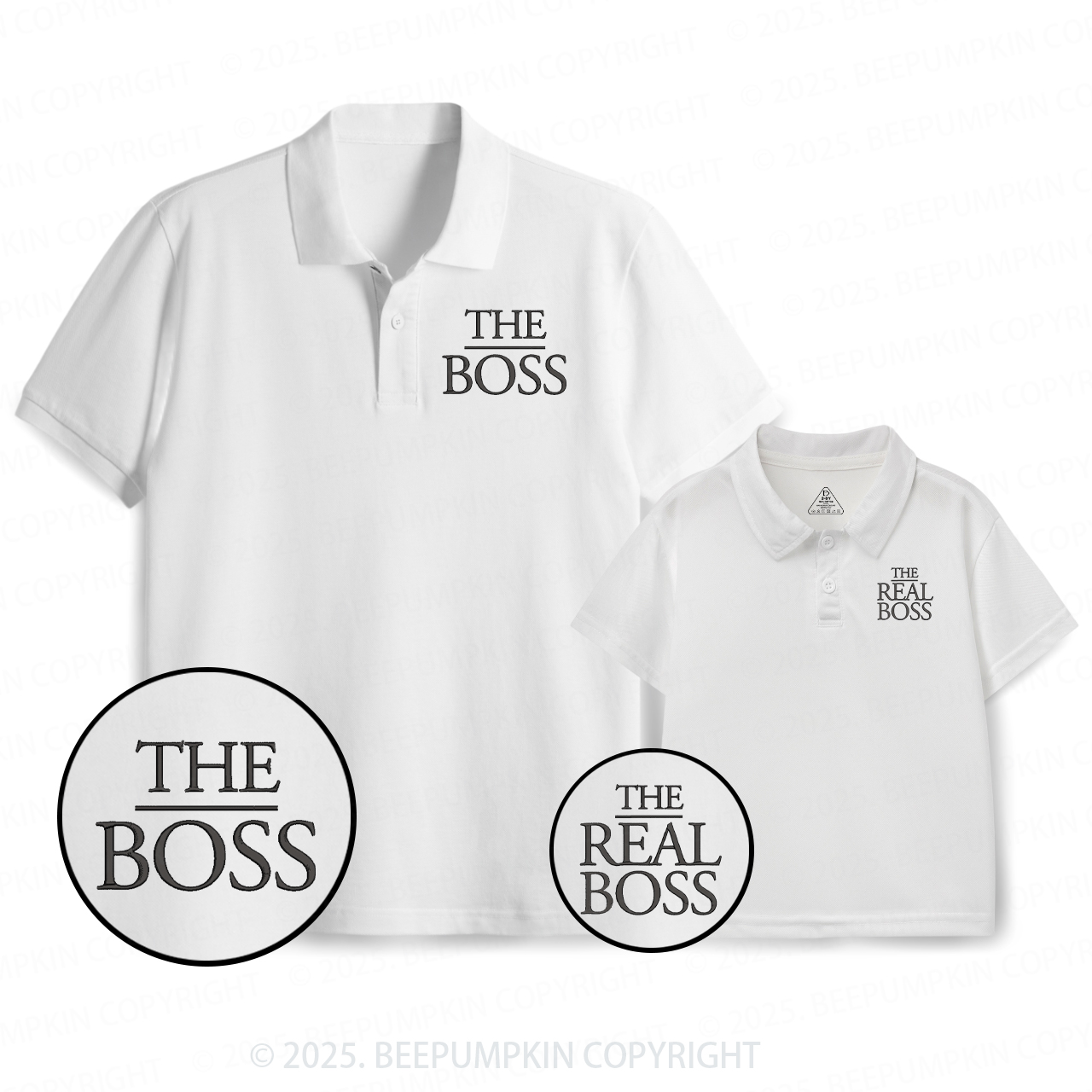 Embroidery The Boss And The Real Boss Dad&Me Matching Polo Shirt Beepumpkin