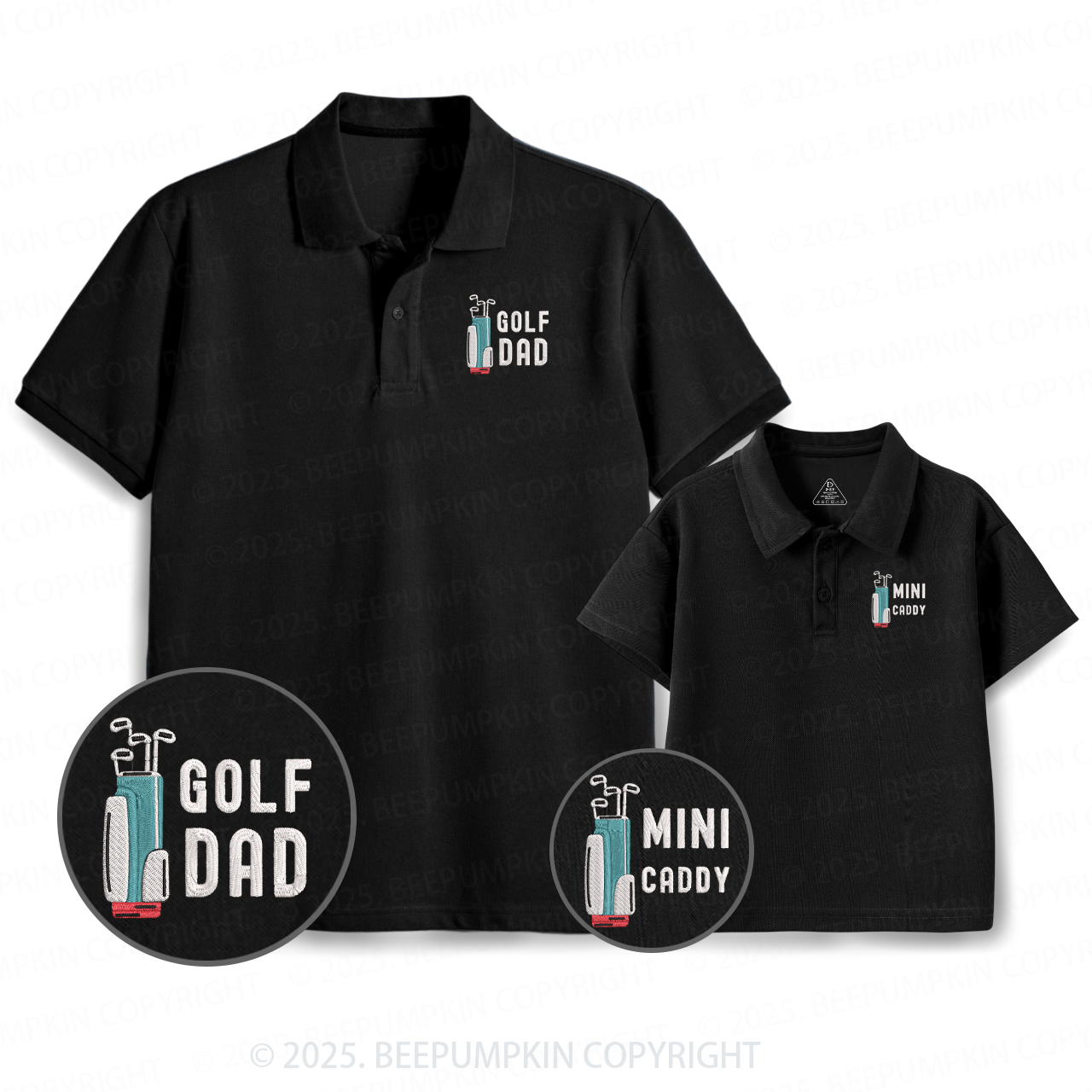 Embroidery Daddy Golfing Dad&Me Matching Polo Shirt Beepumpkin