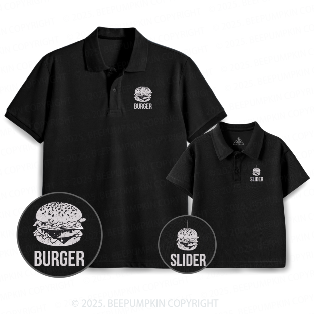Embroidery Burger&Slider Dad&Me Matching Polo Shirt Beepumpkin