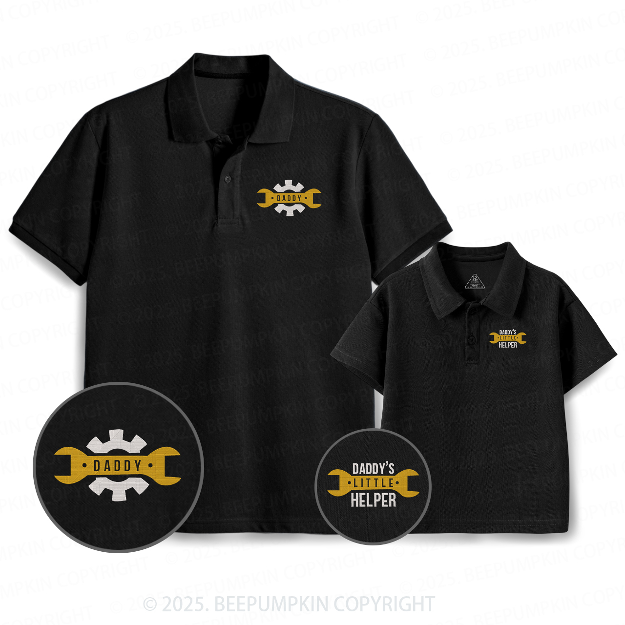 Embroidery Daddy's Little Helper Dad&Me Matching Polo Shirt Beepumpkin