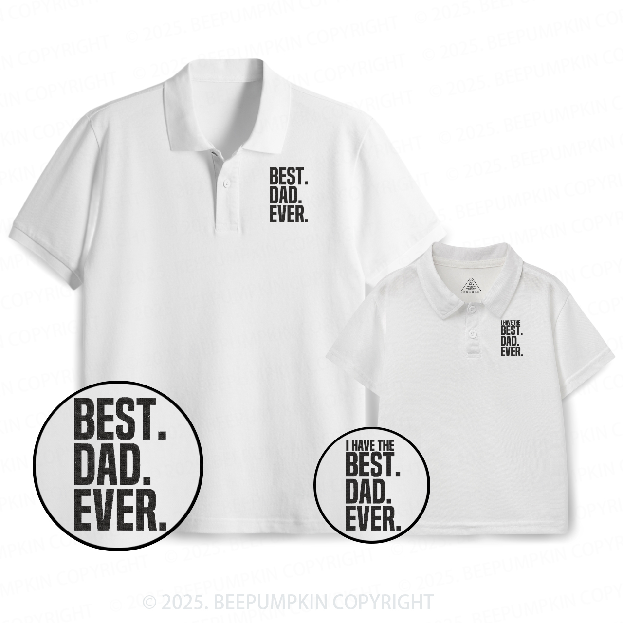 Embroidery Best Dad Ever Dad&Me Matching Polo Shirt Beepumpkin