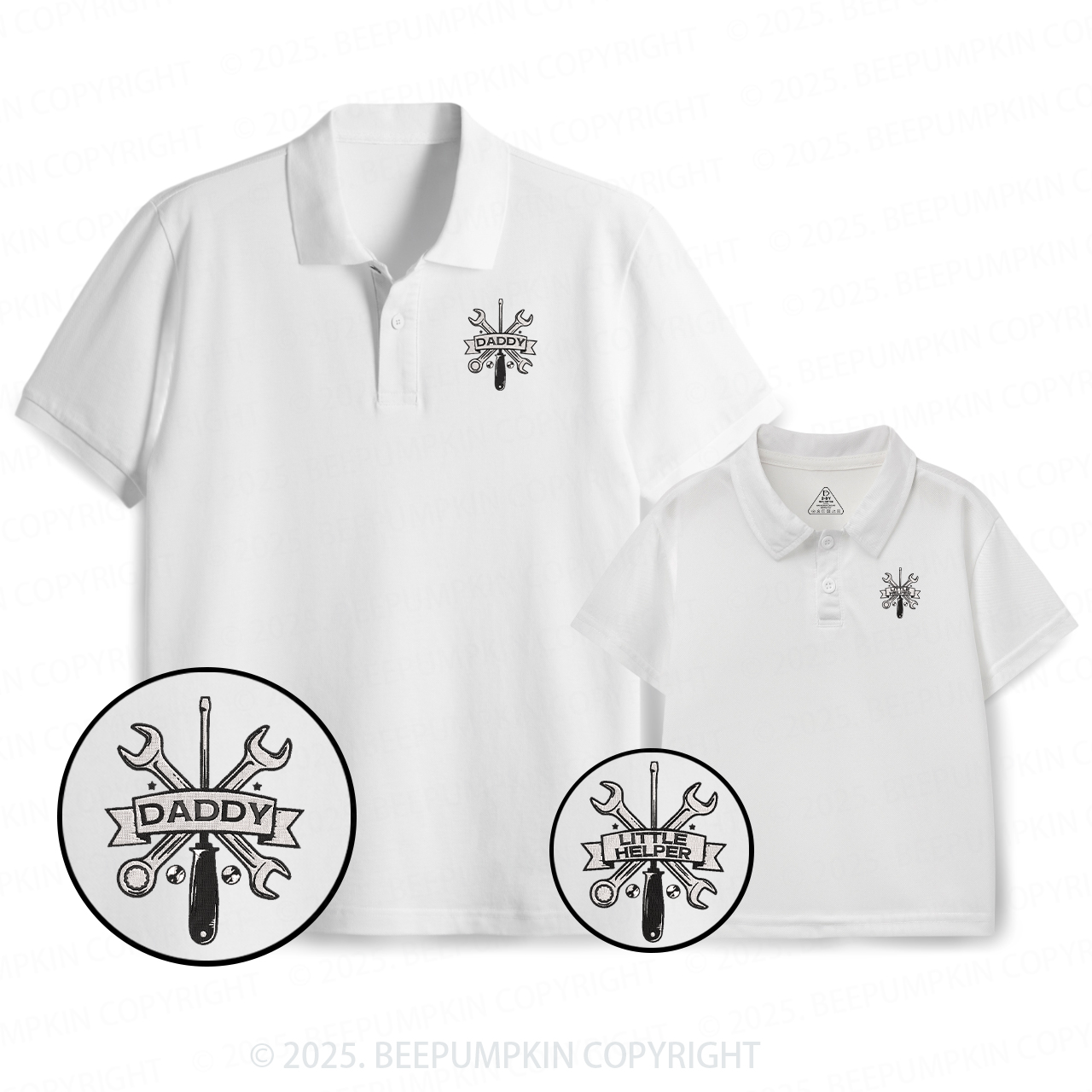 Embroidery Little Helper Dad&Me Matching Polo Shirt Beepumpkin