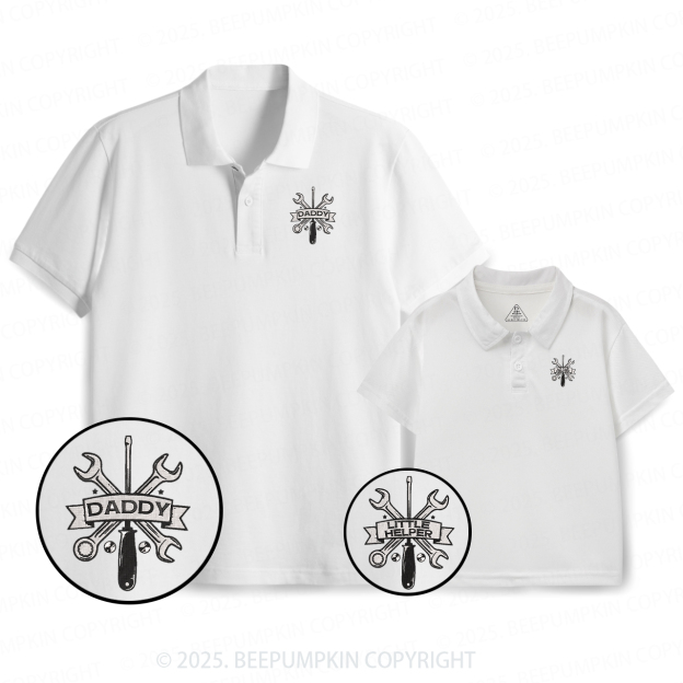 Embroidery Little Helper Dad&Me Matching Polo Shirt Beepumpkin