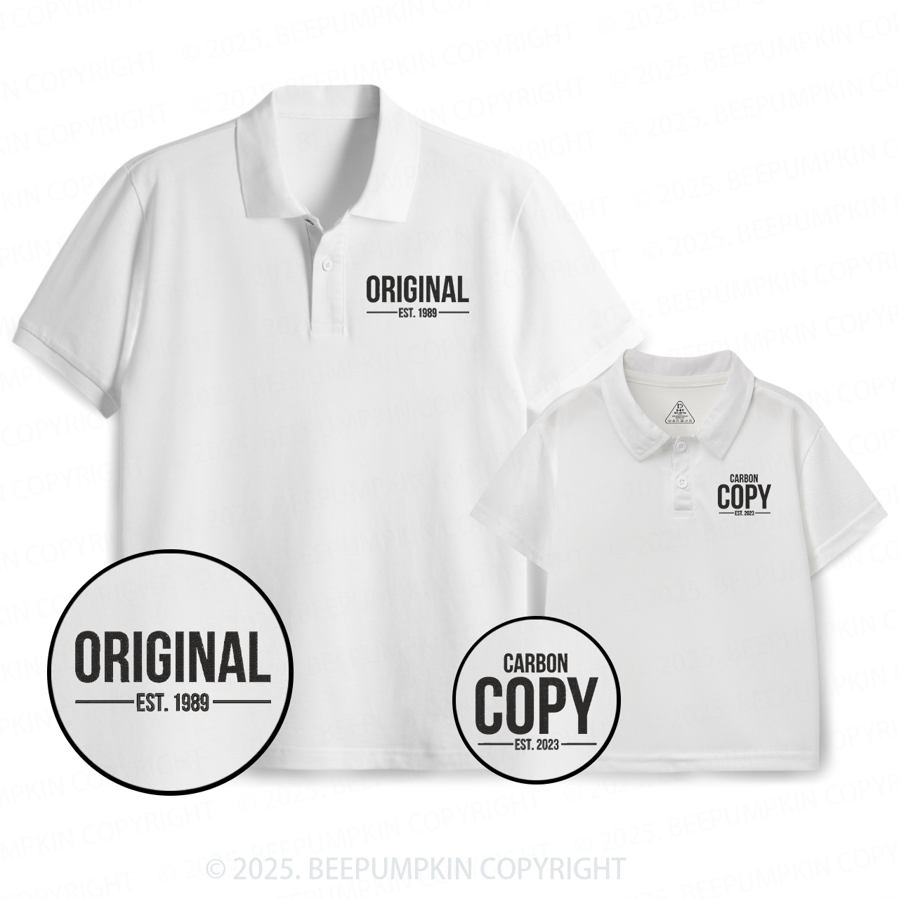 Embroidery ORIGINAL Est. & CARBON COPY Est. Dad&Me Matching Polo Shirt Beepumpkin