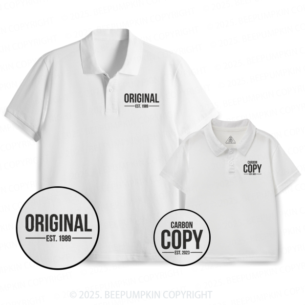 Embroidery ORIGINAL Est. & CARBON COPY Est. Dad&Me Matching Polo Shirt Beepumpkin