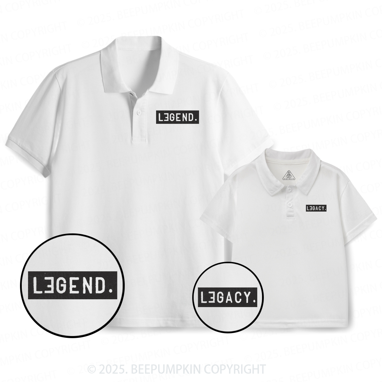 Embroidery Legend & Legacy Dad&Me Matching Polo Shirt Beepumpkin