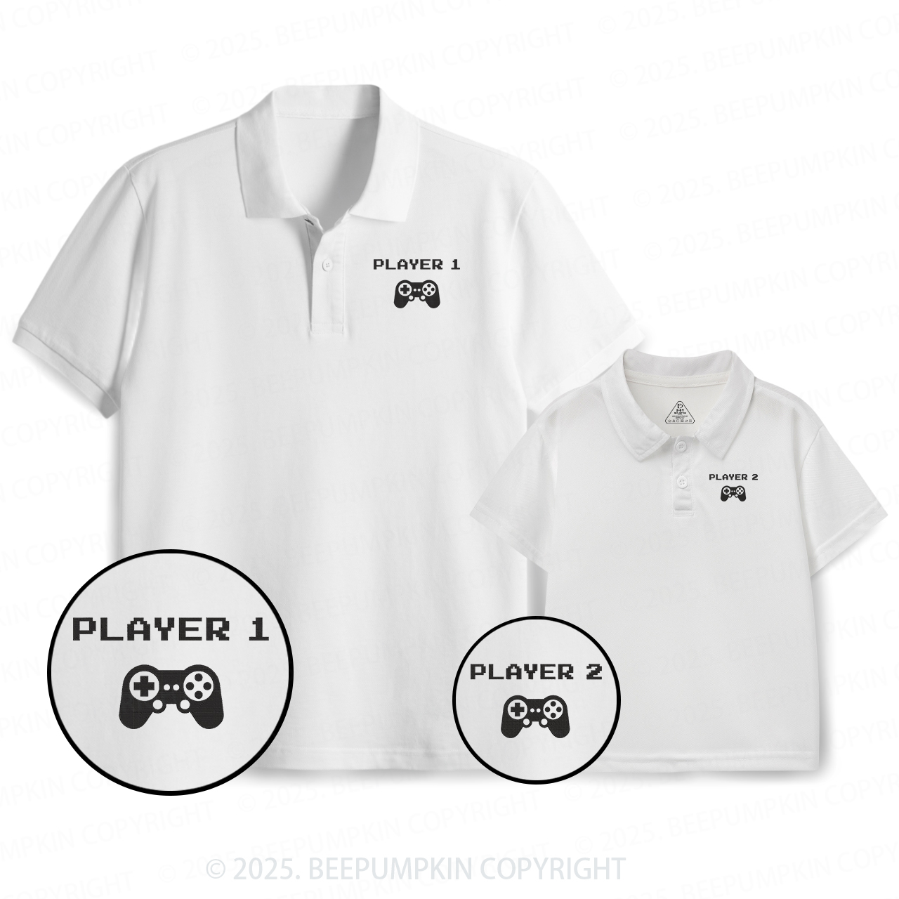 Embroidery Player 1 Dad&Me Matching Polo Shirt Beepumpkin