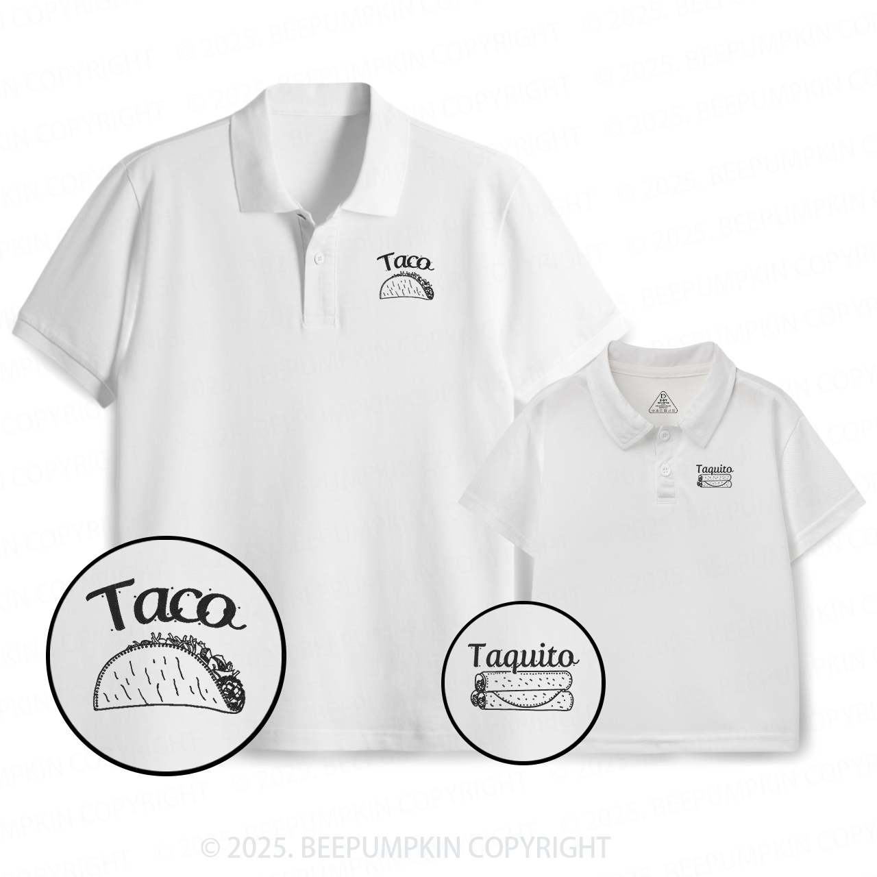 Embroidery Taco&Taquito Dad&Me Matching Polo Shirt Beepumpkin