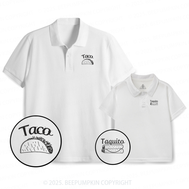 Embroidery Taco&Taquito Dad&Me Matching Polo Shirt Beepumpkin