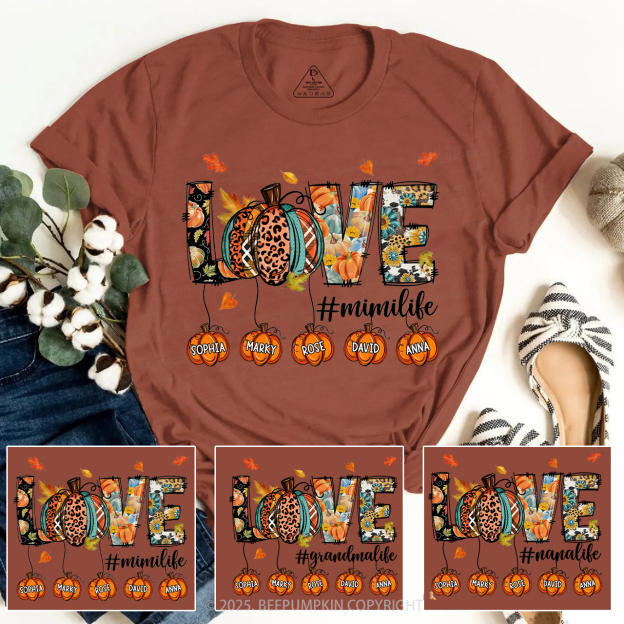 Personalized Love Grandma Life T-Shirts Beepumpkin