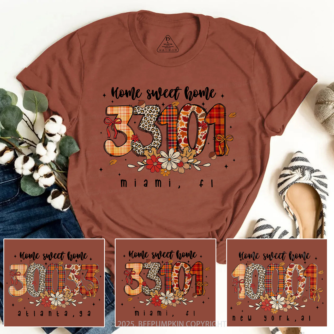 Personalized Fall Zip Code Doodle T-Shirts Beepumpkin