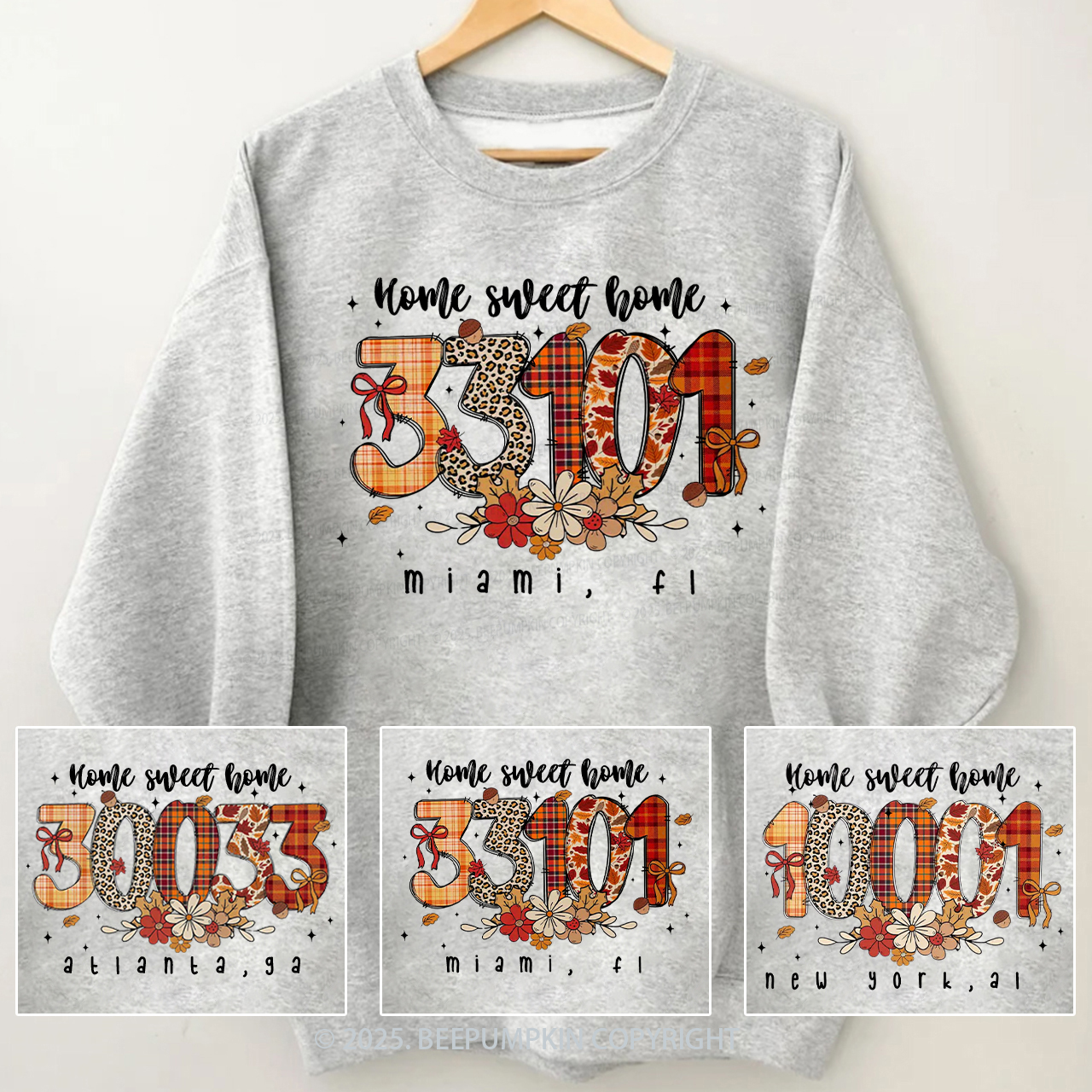 Personalized Fall Zip Code Doodle Sweatshirt Beepumpkin