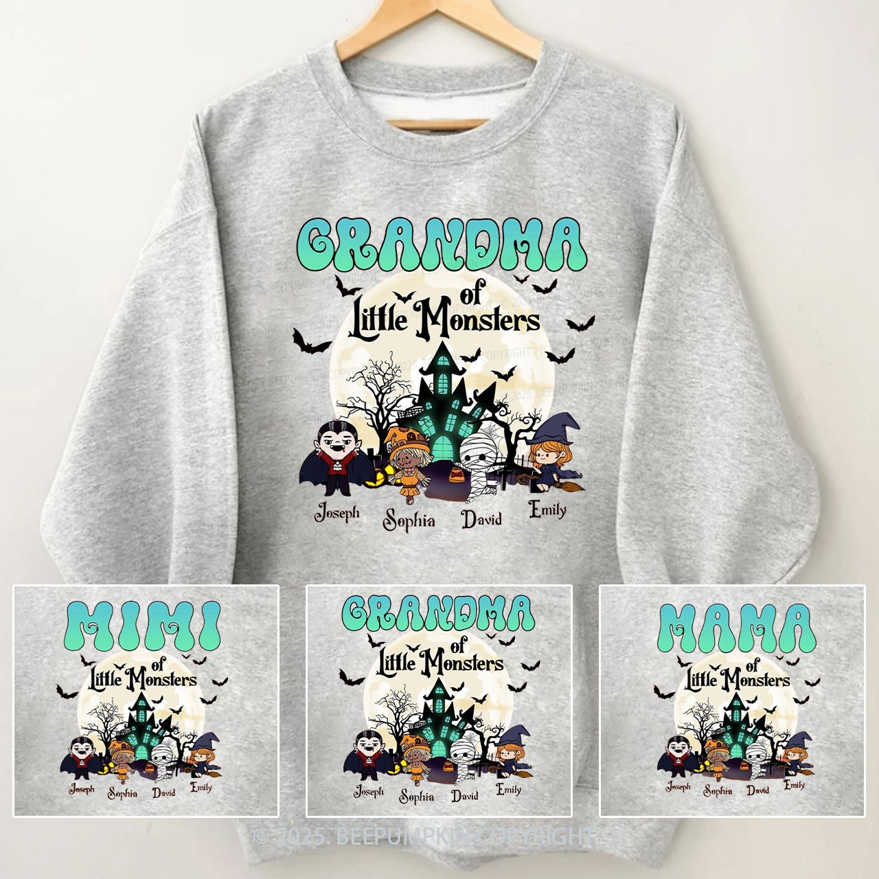 Personalized Grandma Halloween Sweatshirt Beepumpkin