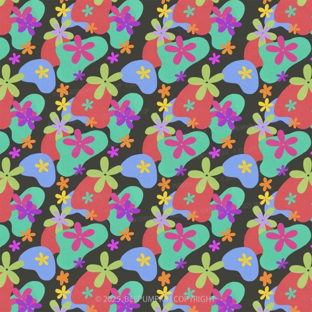 Vivid Floral Shadows Mom&Me Matching All Over Print Dress