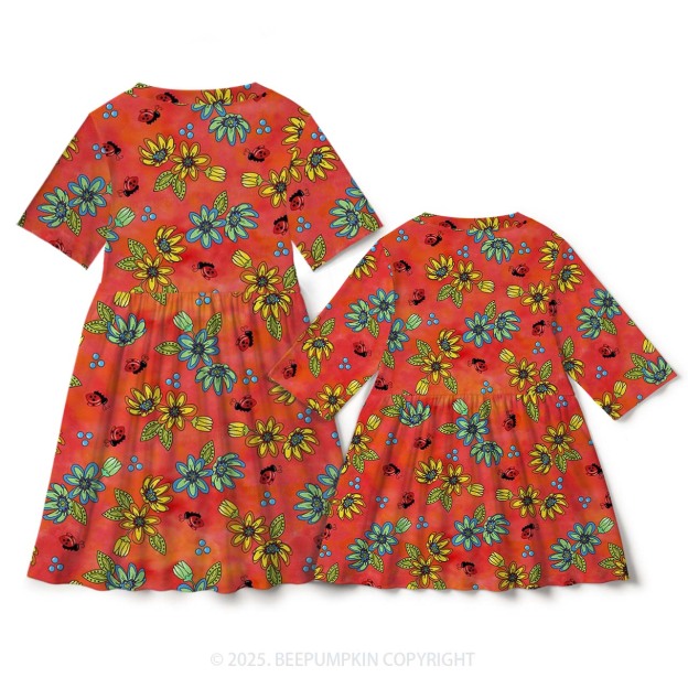 Hot Summer Mom&Me Matching All Over Print Dress