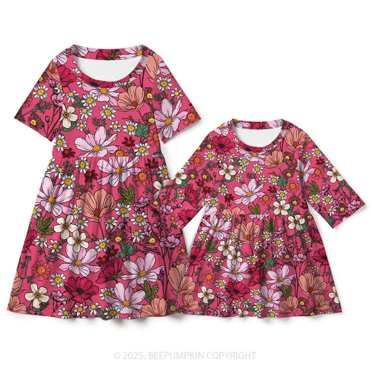 Radiant Petals Mom&Me Matching All Over Print Dress