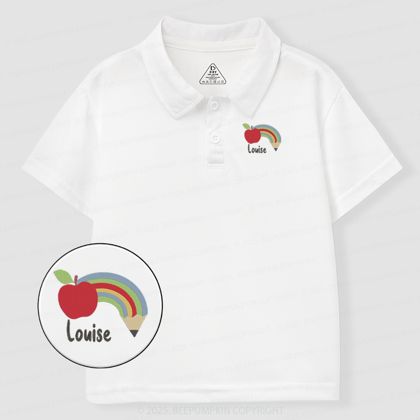 Embroidery Personalized Rainbow Pencil Name Toddler&Kid's Polo Shirt B