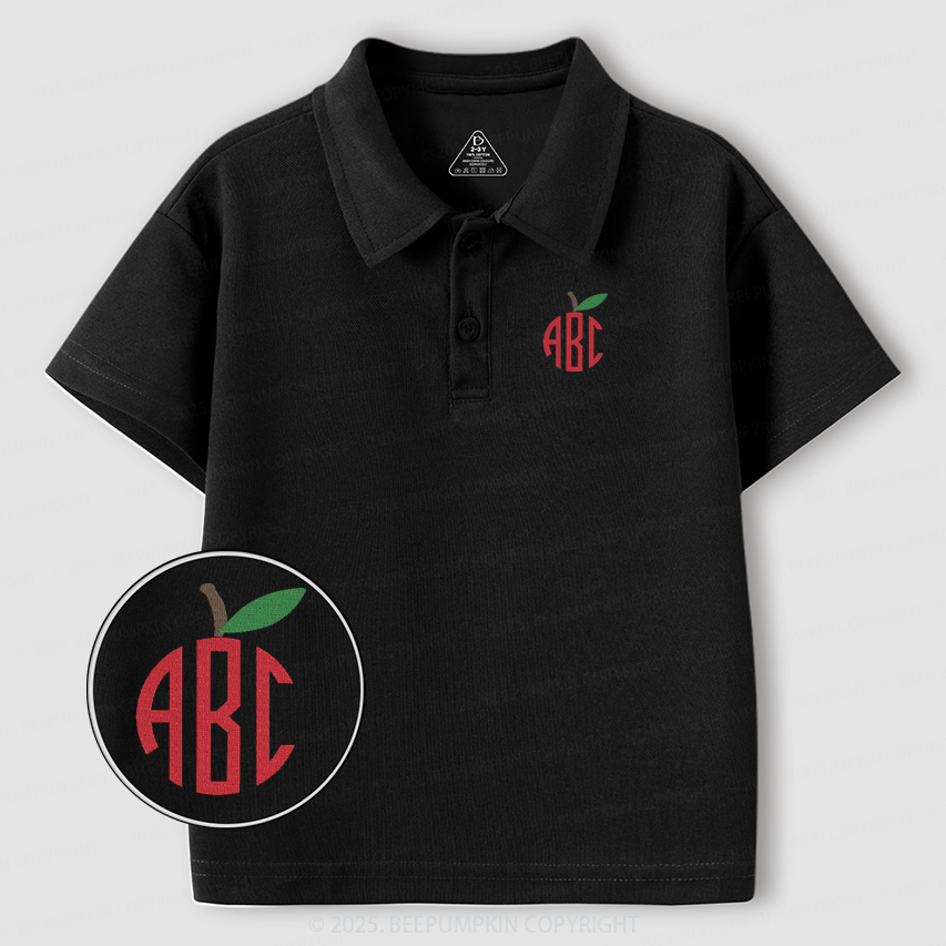 Embroidery Personalized Apple Monogram Toddler&Kid's Polo Shirt Beepumpkin