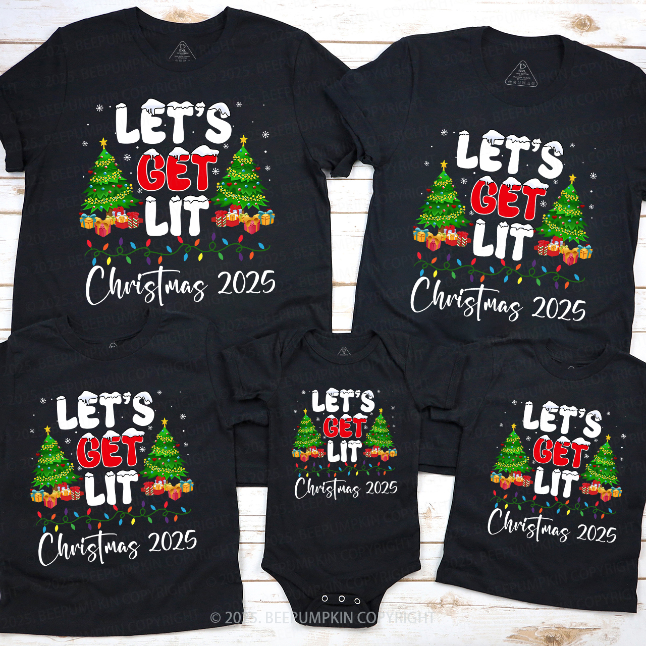 Let's Get Lit From Xmas Party Matching Shirts