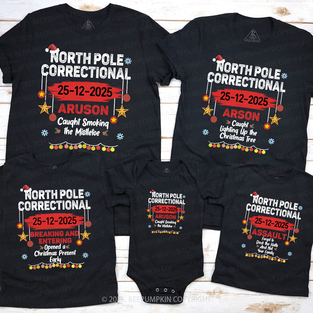 Personalized North Pole Correctional Matching T-Shirts Beepumpkin