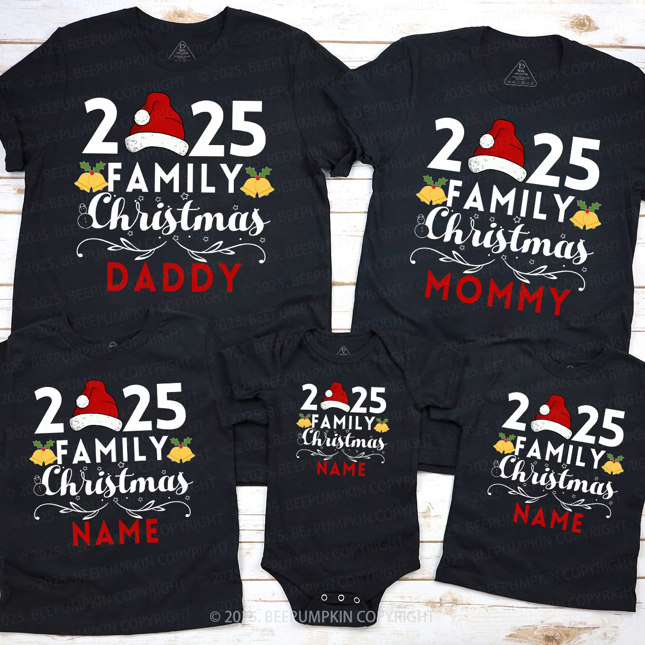 Personalized 2025 Family Christmas Name Matching Shirts Beepumpkin