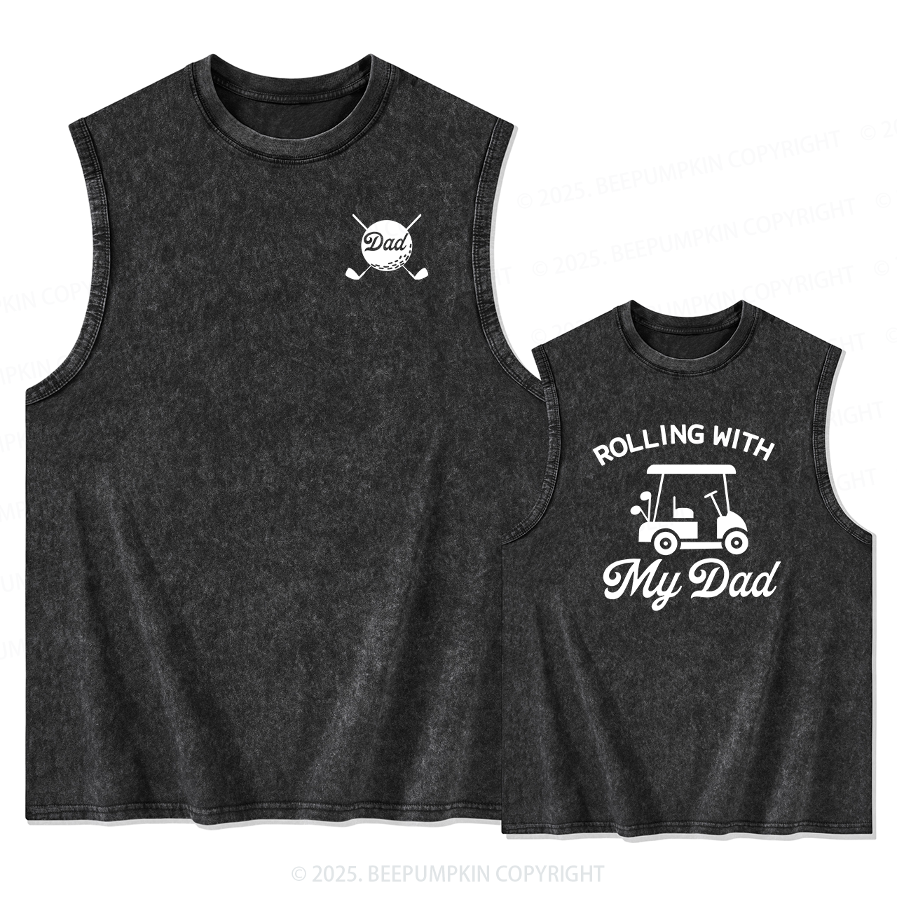 Rolling Golfing Dad&Me Matching Washed Tank Top