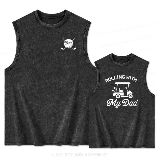 Rolling Golfing Dad&Me Matching Washed Tank Top