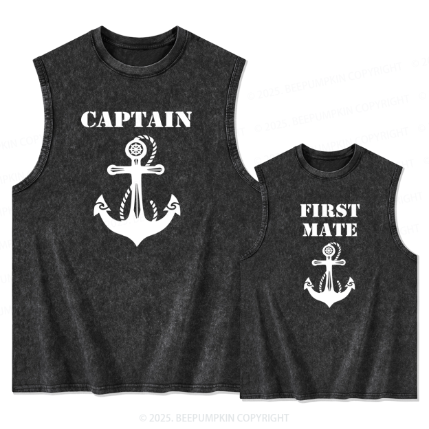 Captain And First Mate Dad&Me Matching Washed Tank Top