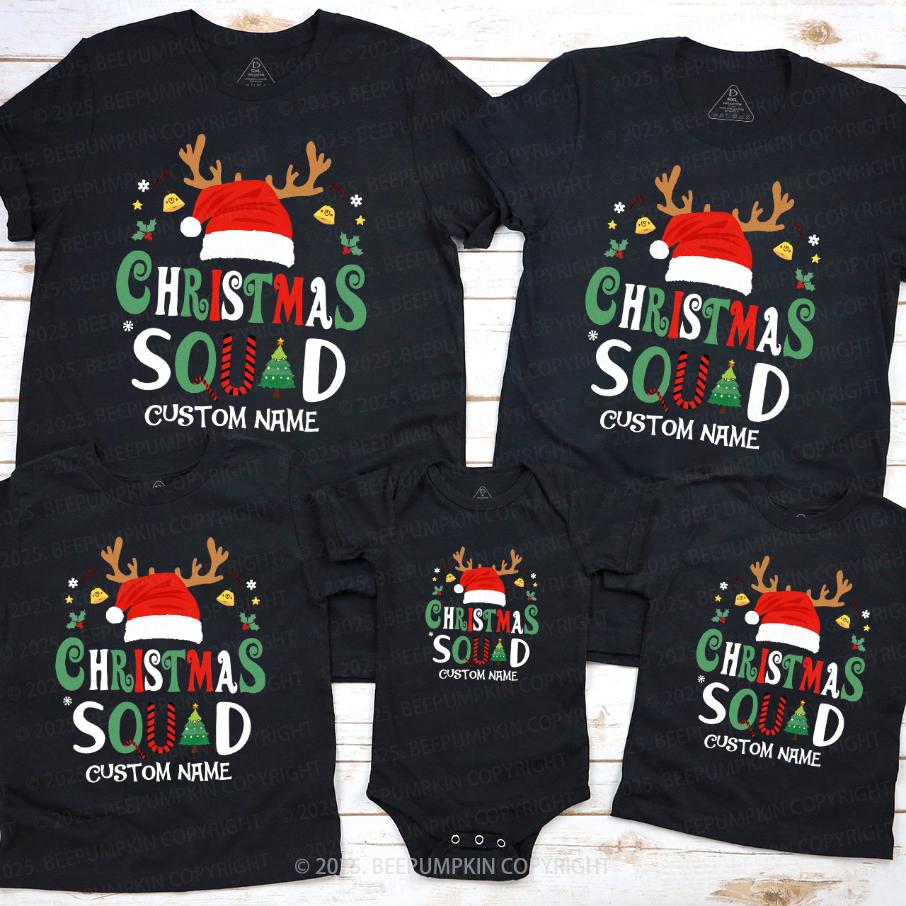 Personalized Christmas Squad Family Matching T-Shirts Beepumpkin