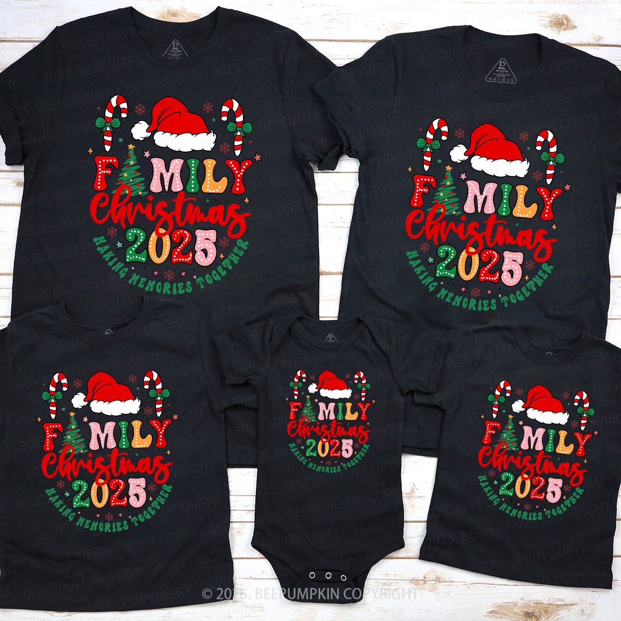2025 Christmas Candy Cane Family Matching T-Shirts Beepumpkin