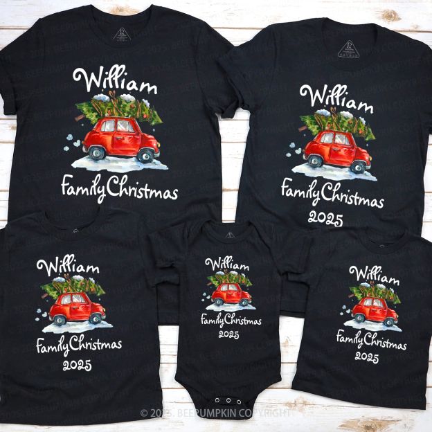 Personalized 2025 Christmas Car Family Matching Shirt