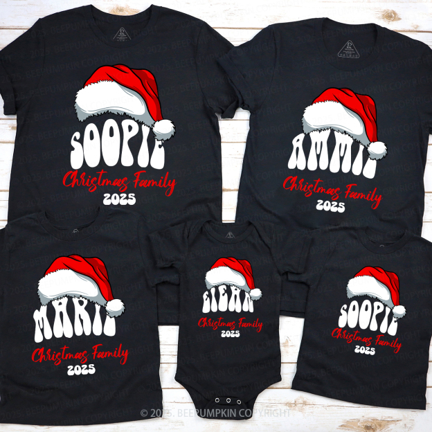 2025 Personalized Red Hat And Name Christmas Matching T-Shirts