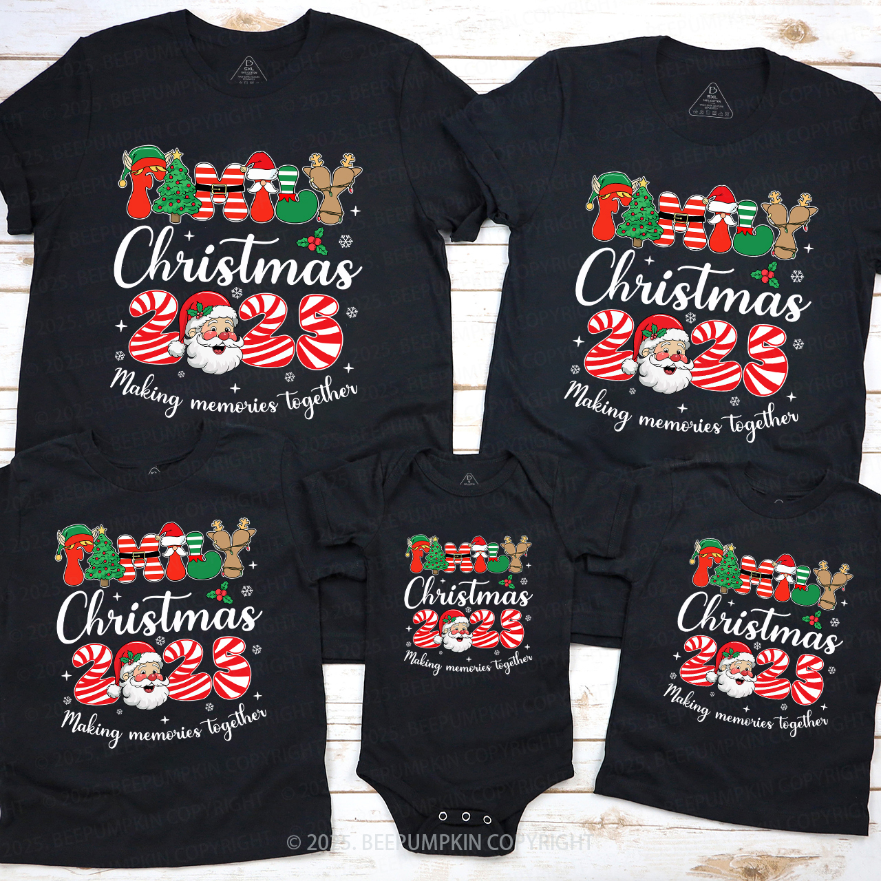 2025 Santa Claus Christmas Crew Family Matching T-Shirts Beepumpkin