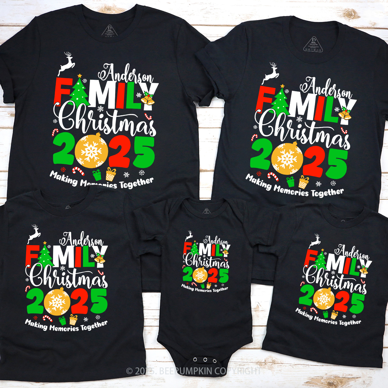 Personalized 2025 Elk Snowflake Christmas Family Matching T-Shirts