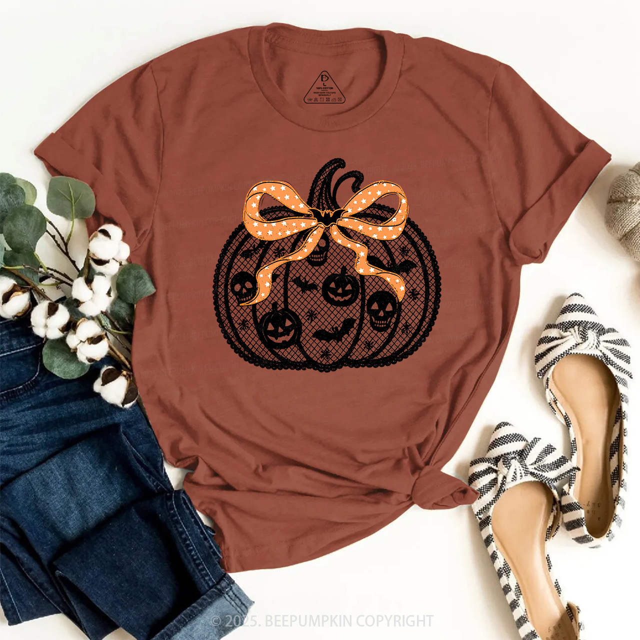 Black Lace pumpkin Halloween T-Shirts Beepumpkin