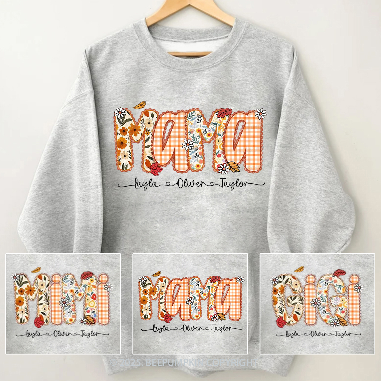 Personalized Preppy Fall Pumpkin Lace Sweatshirt Beepumpkin