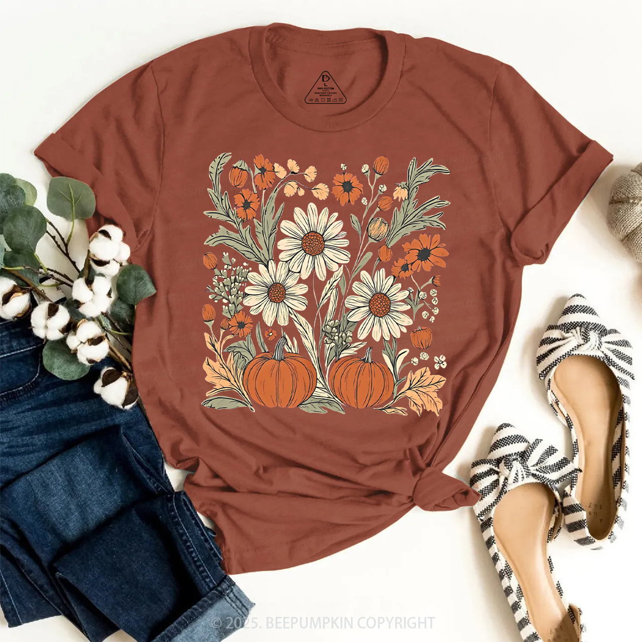 Boho Fall Floral T-Shirts Beepumpkin